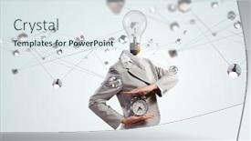  Presentation with ideas - PPT theme having head-full-of-ideas-mixed background and a sky blue colored foreground