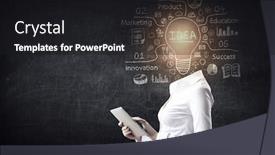  Presentation with ideas - Slide deck with head-full-of-ideas-mixed background and a black colored foreground