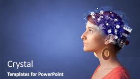  Presentation with management - Presentation theme featuring head full of reports and global management graphs and charts concept background and a ocean colored foreground