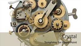  Presentation with stylized - Beautiful slides featuring head gear - stylized metal collage of clockwork backdrop and a coral colored foreground