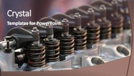  Presentation with engine - Slide set consisting of head gear - valve sistem of a modern background and a tawny brown colored foreground