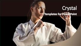  Presentation with black female - Amazing slides having female fighter performing karate stance backdrop and a wine colored foreground