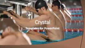  Presentation with blocks - Colorful PPT layouts enhanced with head start - male swimmers holding their starting backdrop and a coral colored foreground