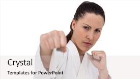  Presentation with karate - Amazing PPT layouts having close up judo judo - portrait of fighter performing karate backdrop and a lemonade colored foreground