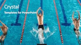  Presentation with stroke - PPT theme consisting of head start - top view of three male background and a teal colored foreground