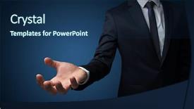  Presentation with dark blue - Slide set consisting of head holding something without theme background and a navy blue colored foreground