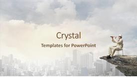  Presentation with hat - Colorful presentation design enhanced with head hunter - businessman in white suit backdrop and a sky blue colored foreground