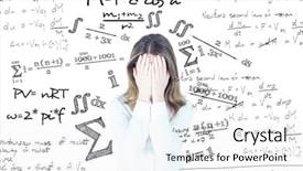  Presentation with equation - Slide set enhanced with head in hands against math background and a white colored foreground