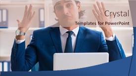  Presentation with head - Slide deck with head-injured-male-employee-working background and a soft green colored foreground
