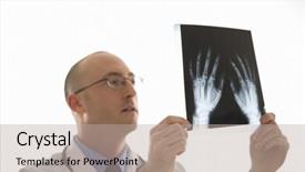  Presentation with xrays - Amazing PPT theme having head injury - caucasian mid adult male physician backdrop and a mint green colored foreground