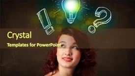  Presentation with light bulb - Beautiful slide deck featuring head lamp - young preety teenager with hand backdrop and a tawny brown colored foreground