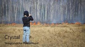 Presentation with head - Amazing PPT theme having head looking at a burning backdrop and a coral colored foreground