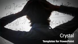  Presentation with math science - Slide set featuring his head looking at complex background and a black colored foreground