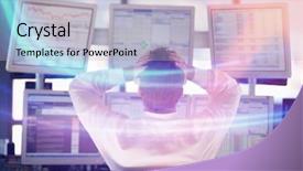  Presentation with trader - Presentation theme enhanced with head looking at multiple background and a light blue colored foreground