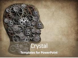  Presentation with brain - Audience pleasing presentation consisting of head made from gears backdrop and a coral colored foreground