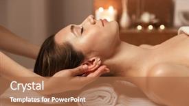  Presentation with closed - Slide set consisting of head massage at spa background and a coral colored foreground