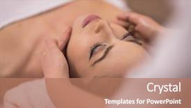  Presentation with sensuality woman black angel relaxing - Beautiful slide set featuring woman receiving a head massage backdrop and a coral colored foreground