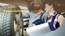  Presentation with tire - Slides featuring head-master-explaining-to-protege background and a tawny brown colored foreground