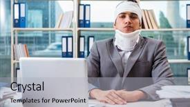  Presentation with injured skin - Slide set consisting of head neck injury management - injured businessman working background and a light gray colored foreground