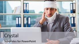  Presentation with office - Beautiful PPT layouts featuring head neck injury management - injured businessman working backdrop and a light gray colored foreground