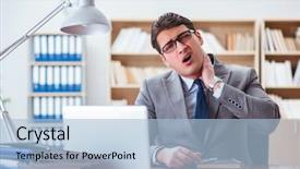  Presentation with premature sick baby incubator - Theme consisting of head neck injury management - sick businessman in the office background and a light blue colored foreground