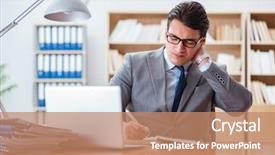  Presentation with pain - Beautiful theme featuring head neck injury management - businessman feeling pain backdrop and a coral colored foreground