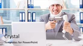  Presentation with office - Slide set having head neck injury management - injured businessman working background and a  colored foreground