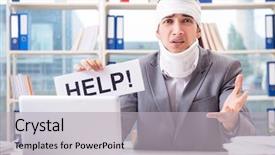  Presentation with office farewell - Slide set enhanced with head neck injury management - injured businessman working background and a  colored foreground