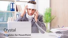  Presentation with injured skin - Amazing presentation design having head neck injury management - injured businessman working backdrop and a light gray colored foreground