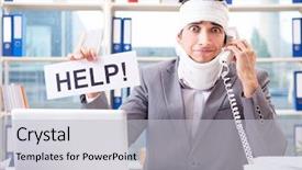  Presentation with office - Colorful PPT layouts enhanced with head neck injury management - injured businessman working backdrop and a  colored foreground