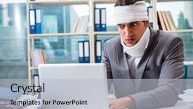  Presentation with injured skin - Theme featuring head neck injury management - injured businessman working background and a  colored foreground