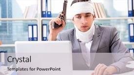  Presentation with injured skin - Slides enhanced with head neck injury management - injured businessman working background and a  colored foreground