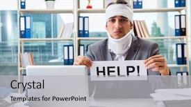  Presentation with injured skin - Cool new PPT theme with head neck injury management - injured businessman working backdrop and a  colored foreground
