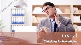  Presentation with office - Audience pleasing presentation design consisting of head neck injury management - sick businessman in the office backdrop and a  colored foreground