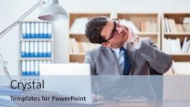  Presentation with office - Presentation design enhanced with head neck injury management - sick businessman in the office background and a light blue colored foreground