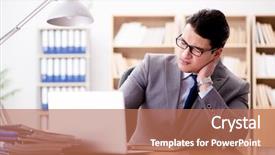  Presentation with sick building - PPT theme consisting of head neck injury management - sick businessman in the office background and a coral colored foreground