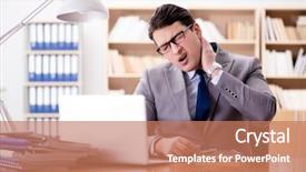  Presentation with office - PPT theme having head neck injury management - sick businessman in the office background and a  colored foreground