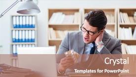  Presentation with premature sick baby incubator - Beautiful PPT layouts featuring head neck injury management - sick businessman in the office backdrop and a  colored foreground