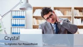  Presentation with office - Beautiful theme featuring head neck injury management - sick businessman in the office backdrop and a  colored foreground