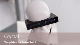  Presentation with robot - Cool new PPT layouts with head of a robot backdrop and a gray colored foreground