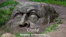  Presentation with earth - Audience pleasing presentation consisting of head-of-ancient-statue backdrop and a gray colored foreground