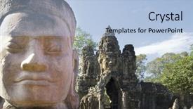  Presentation with cambodia - Amazing presentation theme having giants causeway - head of giant statue backdrop and a light blue colored foreground