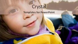  Presentation with peaceful - PPT theme enhanced with head of girlie looking at camera with peaceful expression background and a coral colored foreground