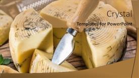  Presentation with milk - PPT theme featuring head-of-sheep-milk-cheese background and a coral colored foreground