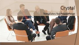  Presentation with cooperative cooperation at new project - Colorful PPT layouts enhanced with head of the new business backdrop and a coral colored foreground