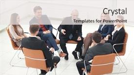  Presentation with cooperative cooperation at new project - Beautiful presentation theme featuring head of the new business backdrop and a white colored foreground