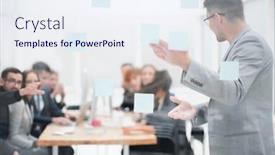  Presentation with sticky notes - Theme featuring head-of-the-project-pointing background and a sky blue colored foreground