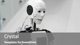  Presentation with robot - Colorful presentation theme enhanced with head of the robot backdrop and a gray colored foreground