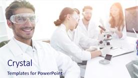  Presentation with scientific research - Theme featuring head of the scientific project background and a sky blue colored foreground