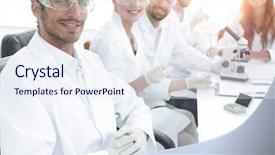  Presentation with scientific research - Slides with head of the scientific project background and a sky blue colored foreground